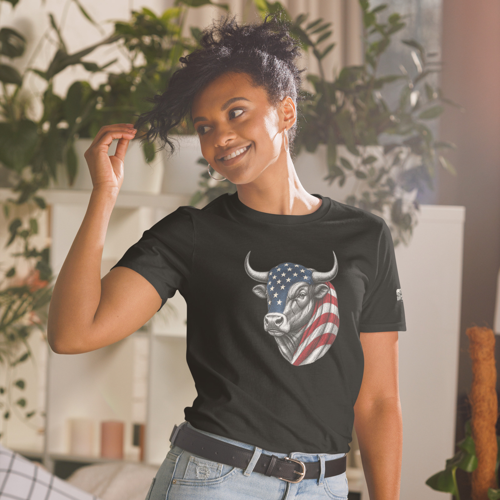 American Bull artwork on a black tee